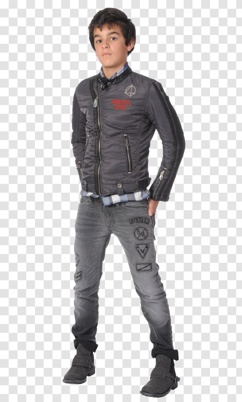 Jeans T-shirt Diesel Art Leather Jacket - Material - Post It Clothes Transparent PNG