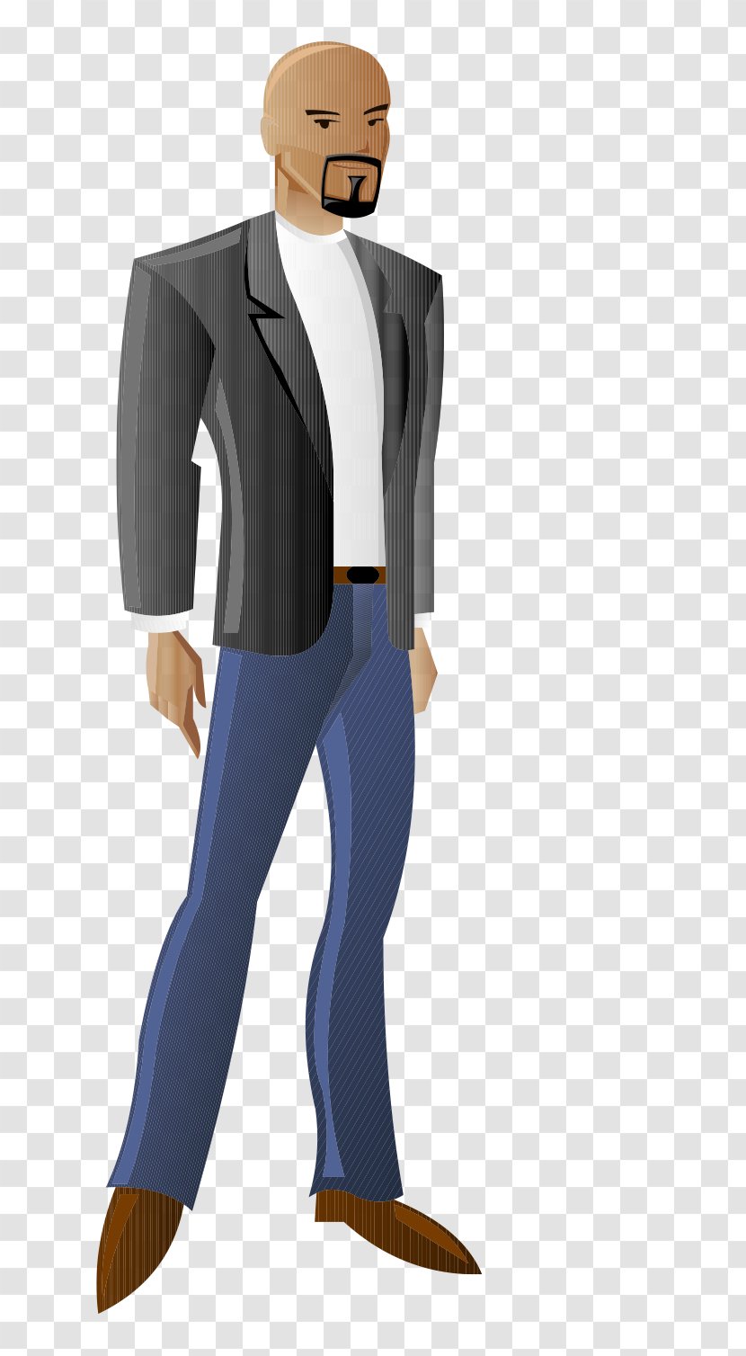 Cartoon Illustration - Formal Wear - Painted Bald Business Man Standing Posture Transparent PNG