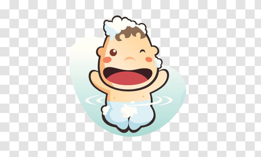 Bathing Smile Infant Illustration - Mouth - Baby Bath Picture Material Transparent PNG