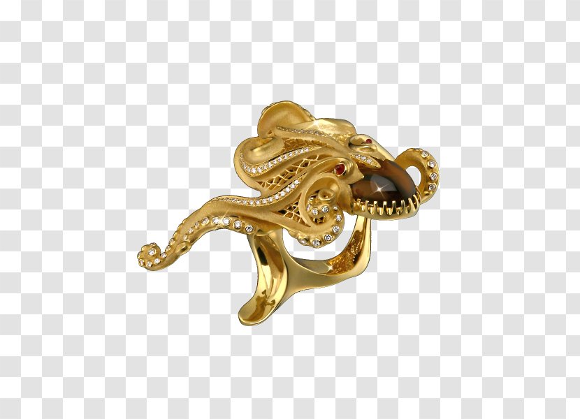 01504 Gold Body Jewellery Brass - Octopus Tentacles Transparent PNG