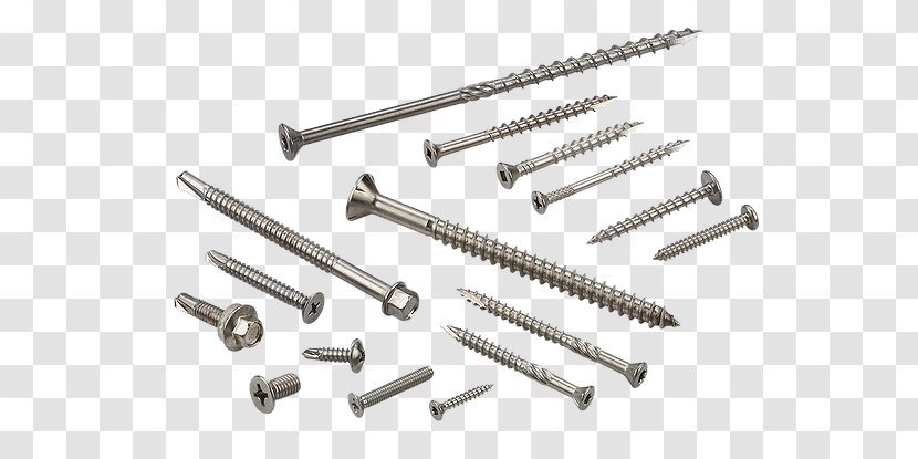 Self-tapping Screw Fastener Building Particle Board - Deck - Stainless Screws Transparent PNG