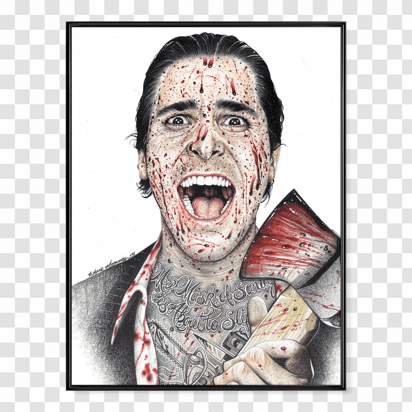 Christian Bale American Psycho Patrick Bateman Film Poster - Frame Transparent PNG