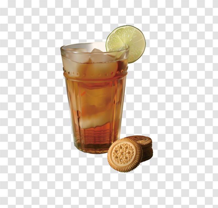 Iced Tea Lemon Euclidean Vector - Photorealism - With Cookies Transparent PNG