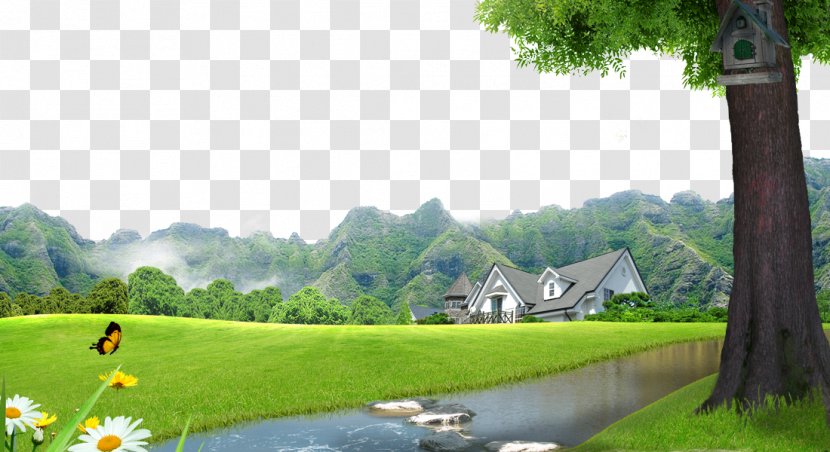Lawn Landscape Villa - Nature - Town Background Material Transparent PNG