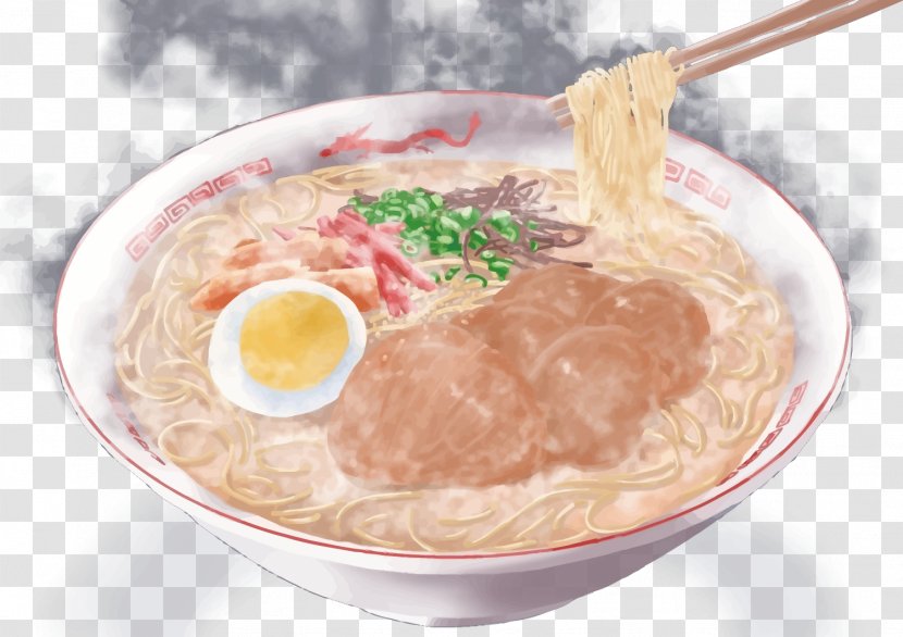 Ramen Japanese Cuisine Chinese Noodle Bowl - Vector Transparent PNG