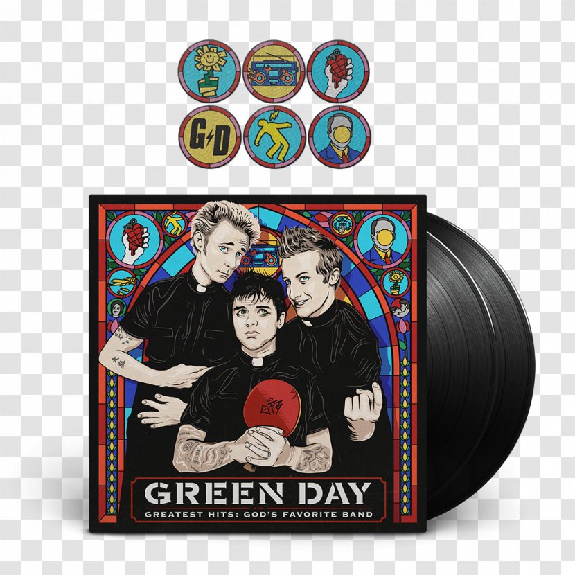 Greatest Hits: God's Favourite Band Green Day Phonograph Record LP Reprise Records - Watercolor - Flower Transparent PNG