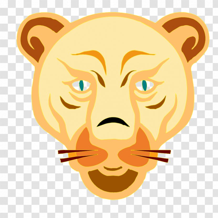 Cougar Lion Cartoon Clip Art - Face - Clipart Transparent PNG