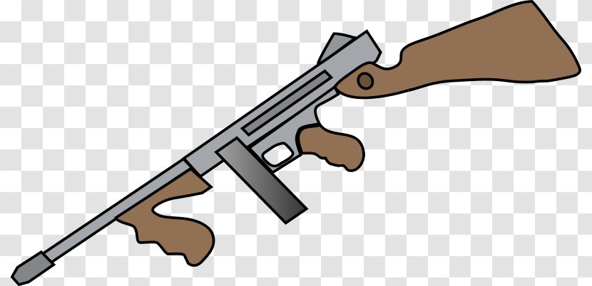Firearm Shotgun Drawing Thompson Submachine Gun Clip Art - Silhouette - Tommy Cliparts Transparent PNG