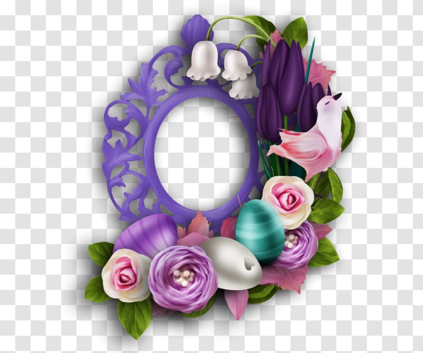 Easter Bunny Clip Art - Flower Bouquet - Decorative Purple Flowers Frame Material Free Birds Pull Transparent PNG