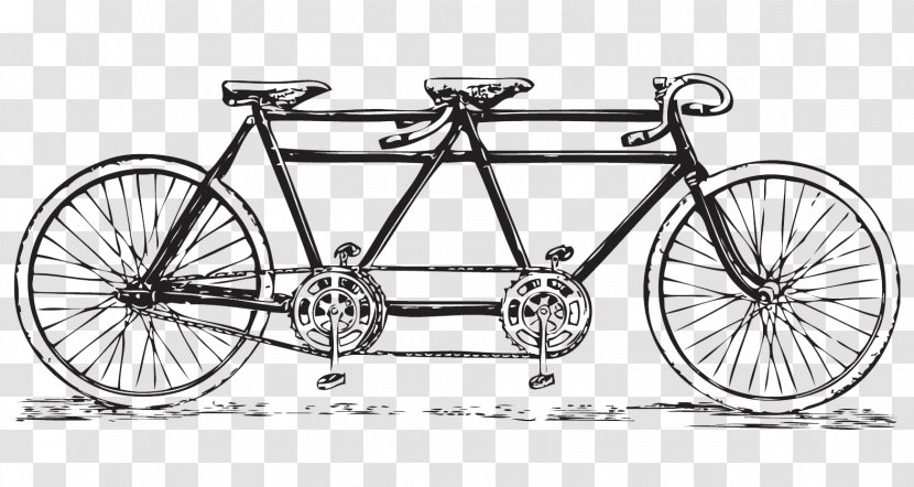 Tandem Bicycle Cycling Clip Art - Drawing - Vintage Cliparts Transparent PNG