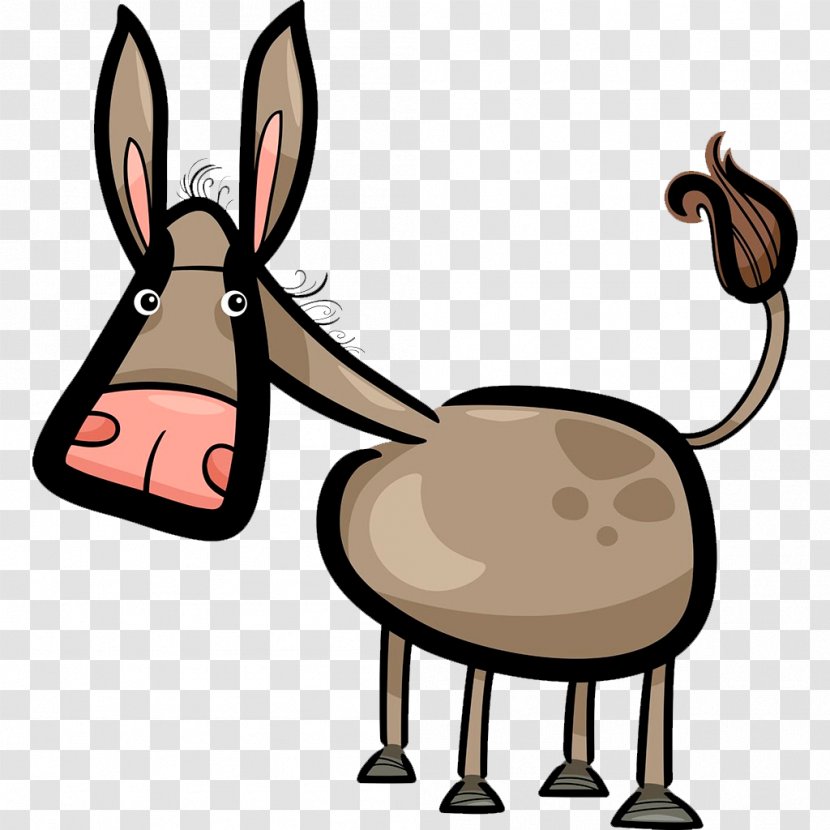 Cartoon Humour Doodle Illustration - Drawing - Hand Painted Donkey Color Transparent PNG