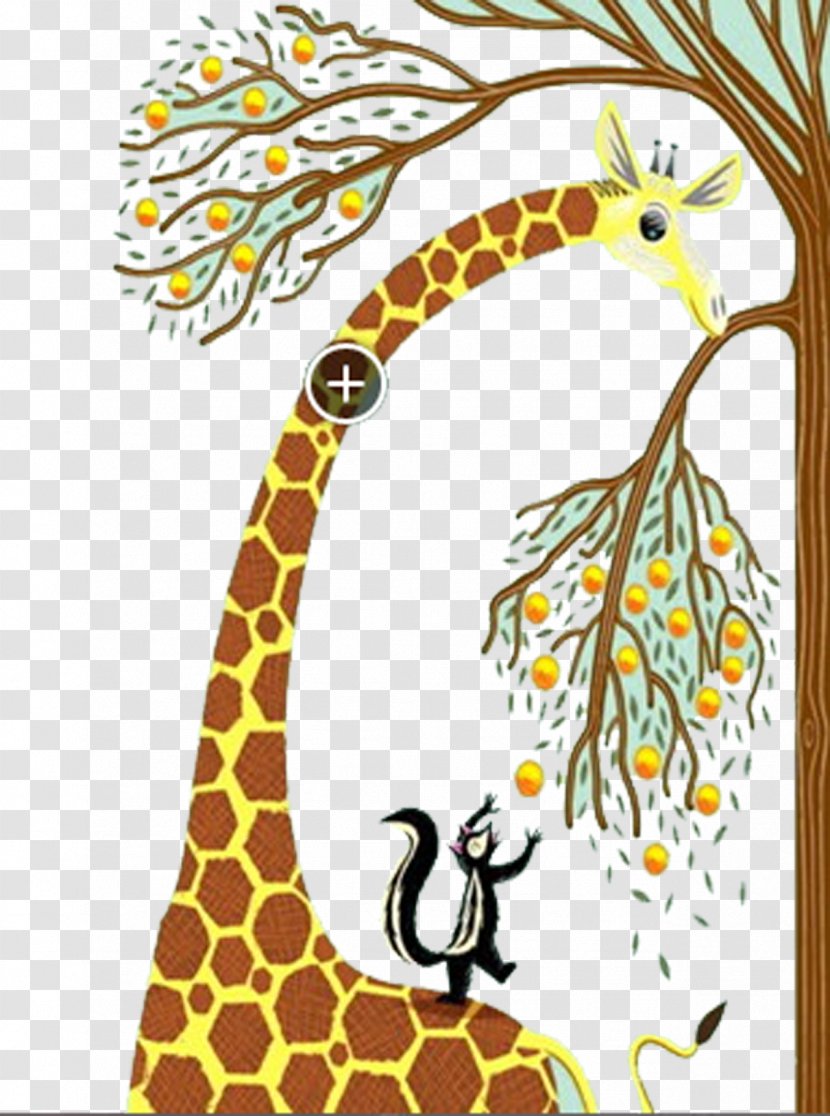 Cartoon Reversal Film Cuteness Child - Yellow - Giraffe And Fruit Trees Transparent PNG