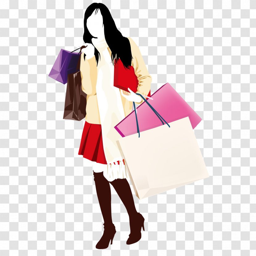 Shopping Handbag - Cartoon - Woman Transparent PNG