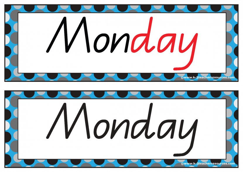 Names Of The Days Week Clip Art - Area - Cliparts Transparent PNG