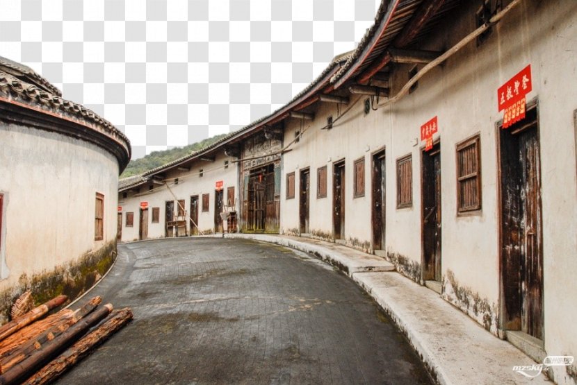 Fujian Tulou Meizhou Construction Residential District Hakka Walled Village People - Wai Long House Street Transparent PNG