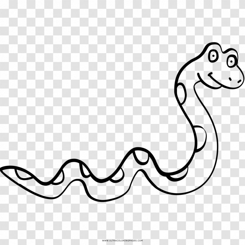 Snake Drawing Coloring Book Clip Art - Black Transparent PNG