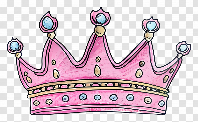 Queen Crown - Pink Princess Crown Illustration With Jewels Transparent PNG