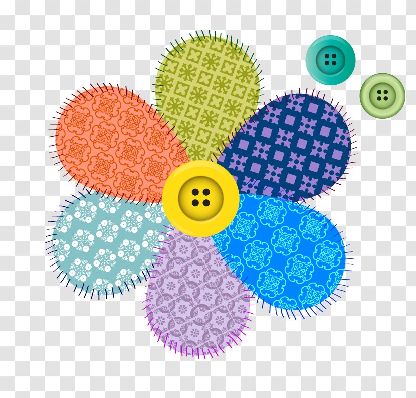 Flower Adobe Illustrator Download - Textile - Hand Colored Fabric Flowers Buttons Transparent PNG