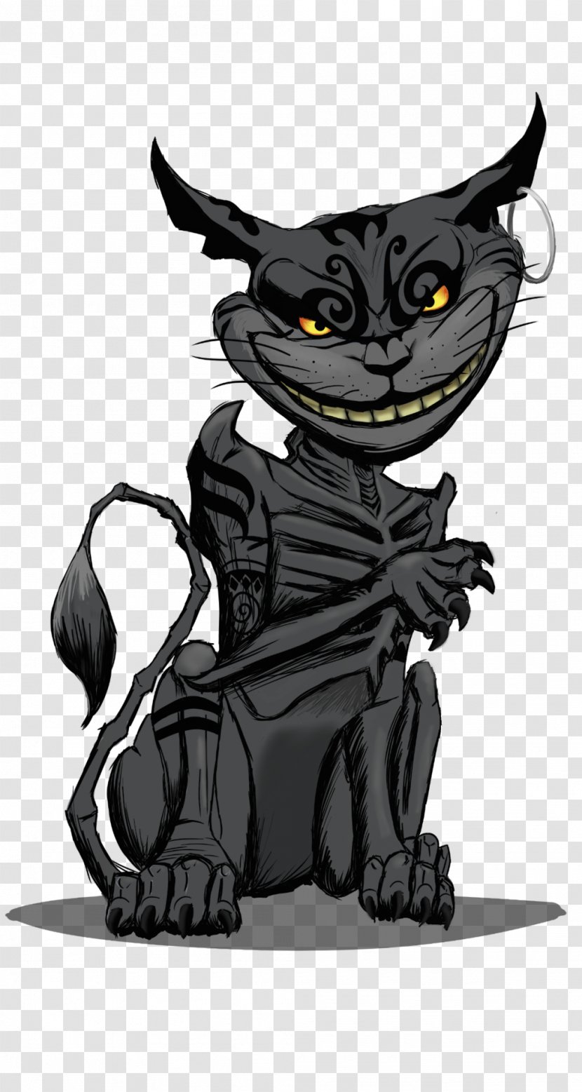 Alice: Madness Returns Cheshire Cat Alice's Adventures In Wonderland Drawing - Black Transparent PNG