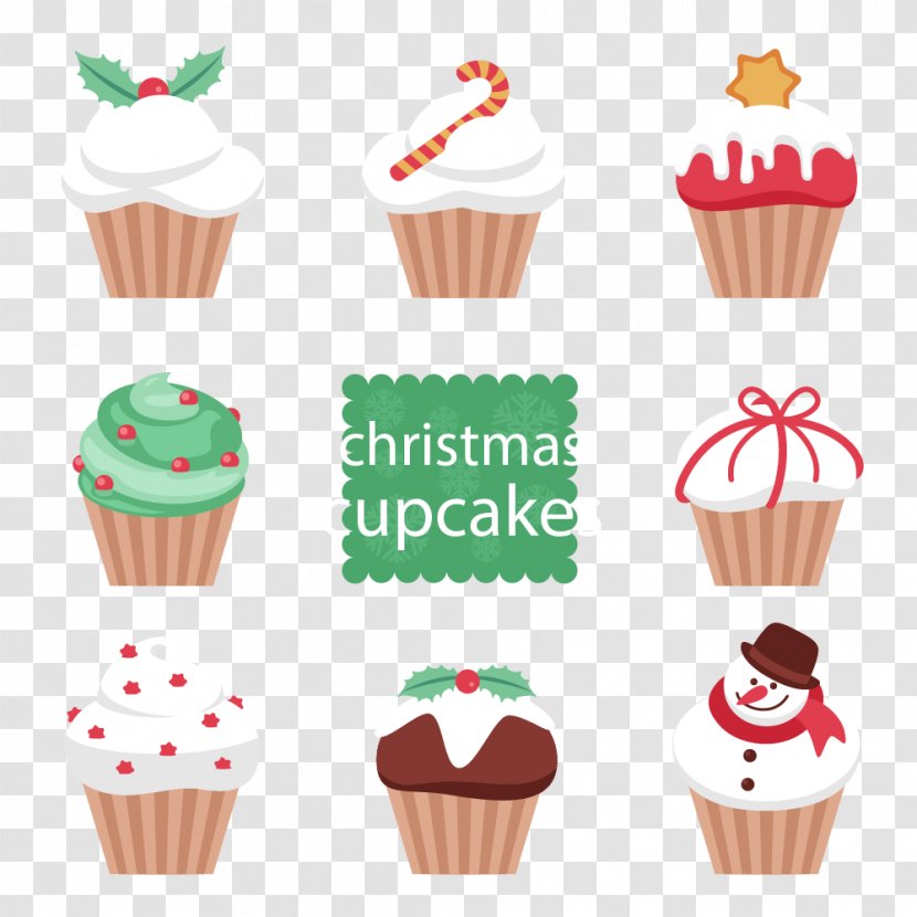 Cream Cupcake Snack Confectionery - Christmas Border Cake Transparent PNG