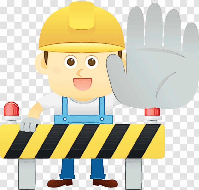 Cartoon Construction Worker Clip Art Finger Gesture - Hard Hat - Thumb Personal Protective Equipment Transparent PNG