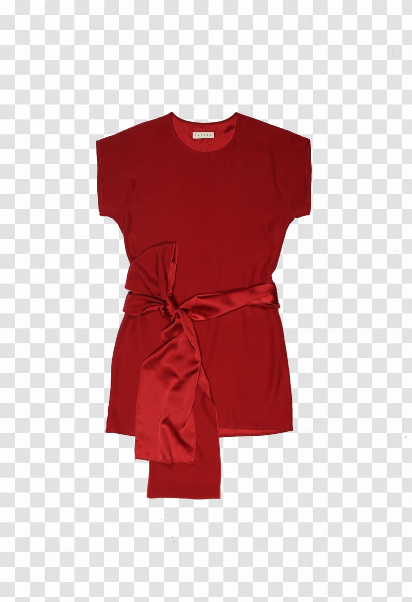 T-shirt Dress Clothing Sleeve Shoulder - Red - Silk Transparent PNG