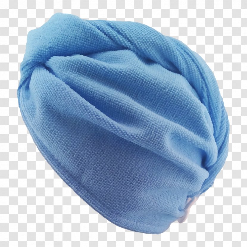 Beanie Towel Bonnet Human Head Shower - Electric Blue Transparent PNG