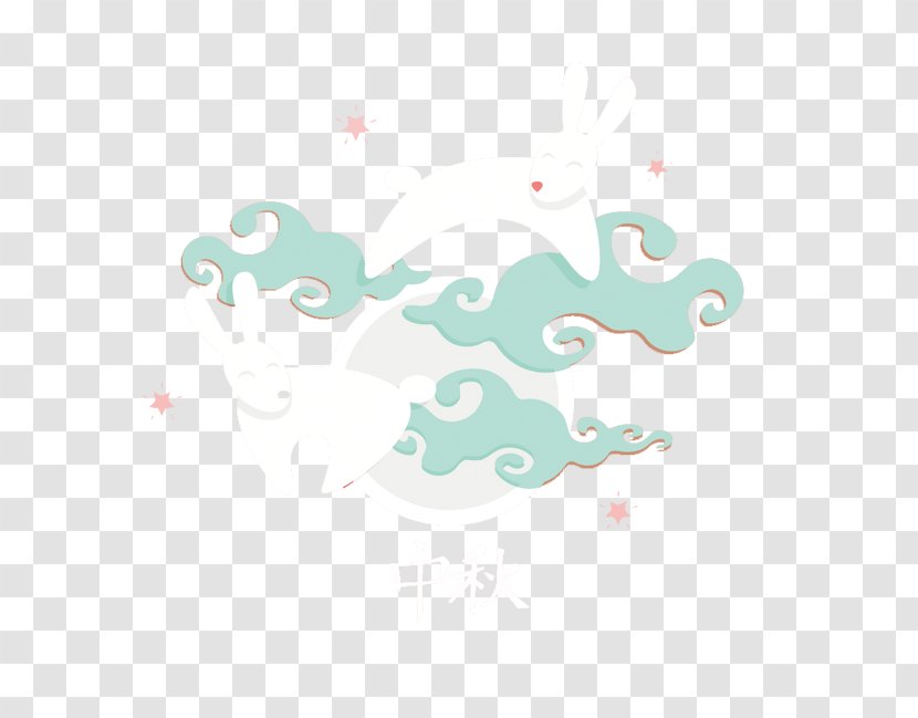 Moon Rabbit Mid-Autumn Festival - Aqua Transparent PNG