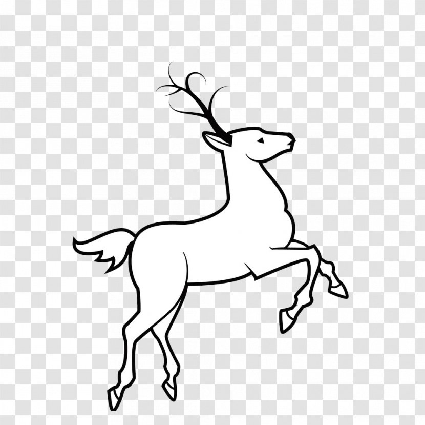 Reindeer Clip Art - Mammal - Black And White Unicorn Transparent PNG