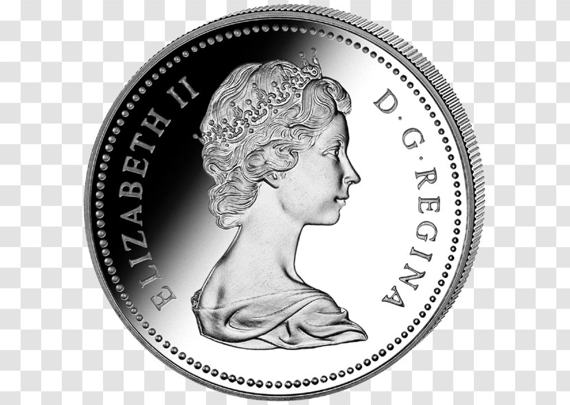 Dollar Coin Silver Canada United States - Black And White Transparent PNG