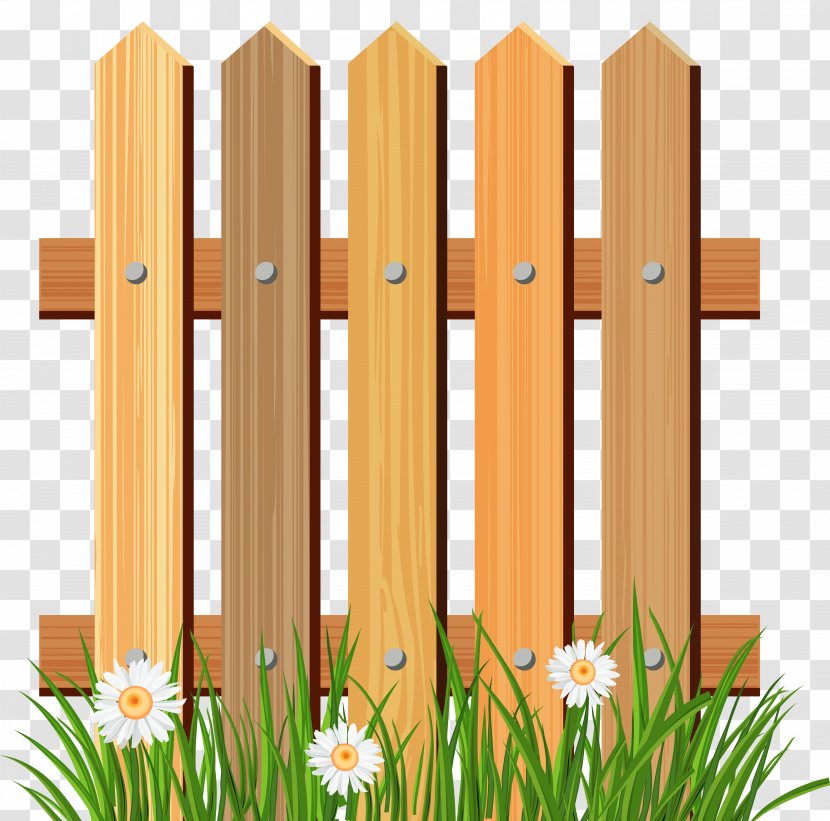 Picket Fence Flower Garden Clip Art - Wood Stain - Cliparts Transparent PNG