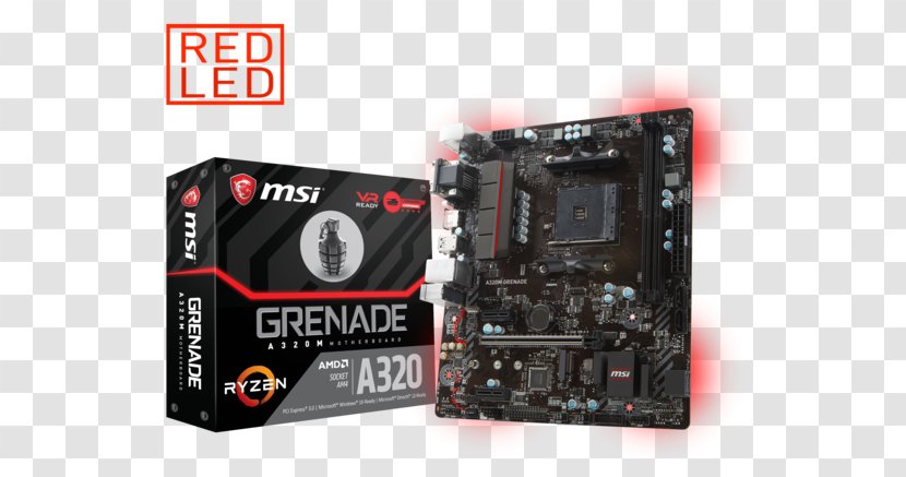 Socket AM4 MSI A320M GRENADE Motherboard MicroATX PCI Express - Cpu - Am4 Transparent PNG