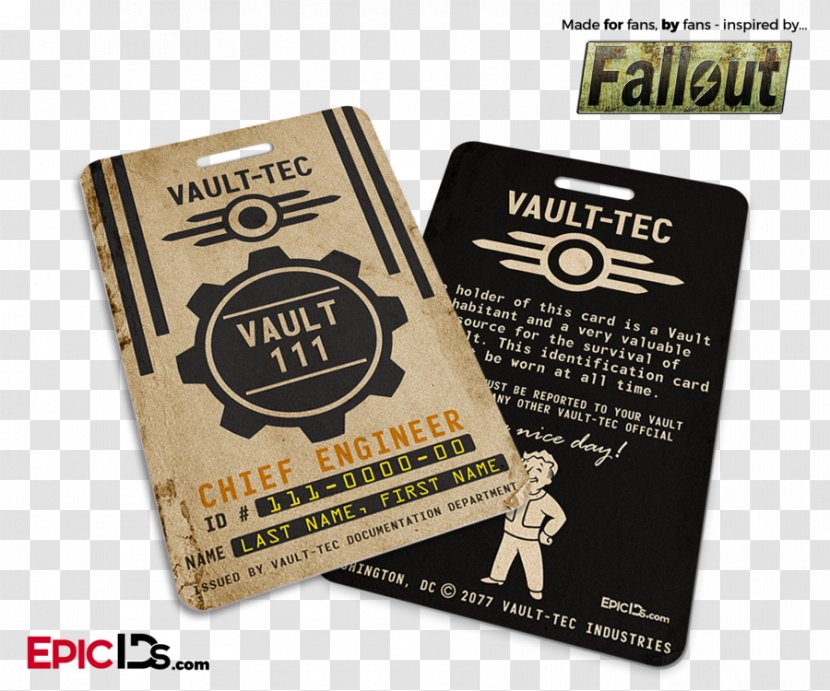 Fallout Wasteland Video Game The Vault Badge - Name Tag - Mockup Transparent PNG