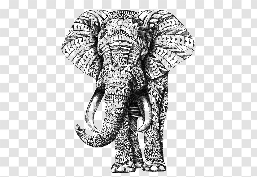 T-shirt Elephant Wall Decal Drawing Tapestry - Monochrome Photography Transparent PNG