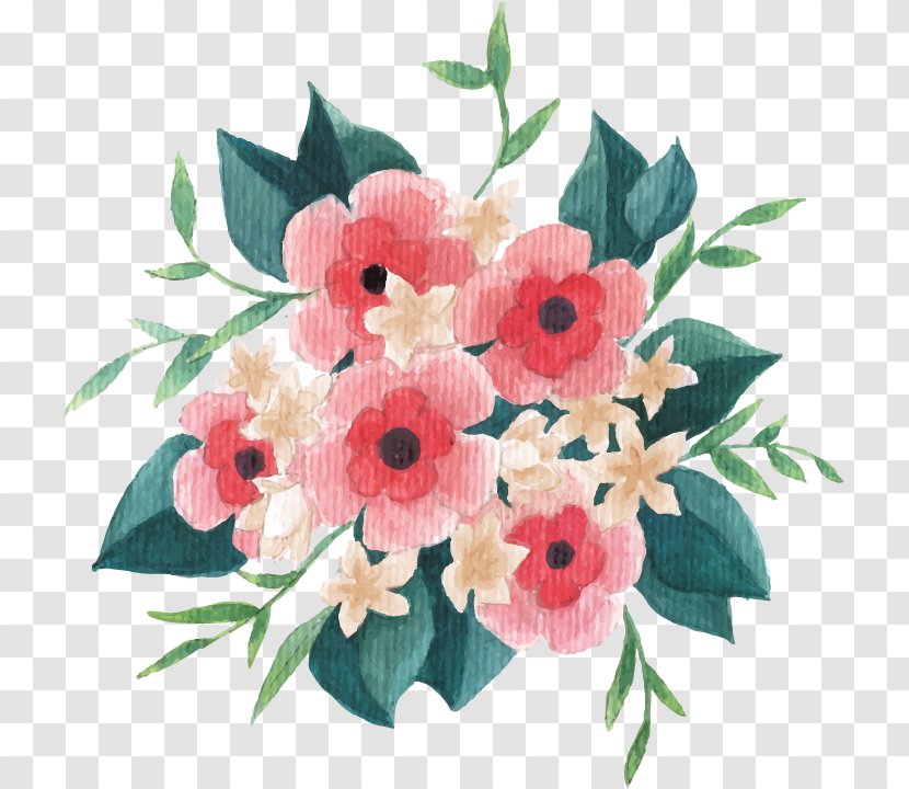 Flower Bouquet Clip Art - Floral Design - Painted Pink Water Vector Material Transparent PNG