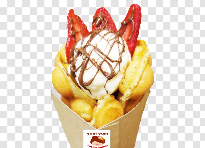 Sundae Dame Blanche Ice Cream Cones Waffle - Chantilly Transparent PNG