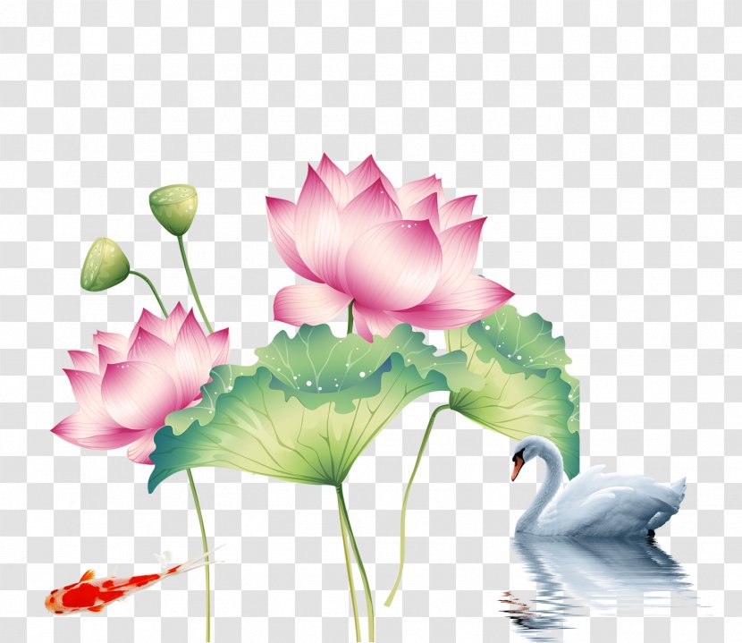 China Europe U756bu8377u82b1 Falun Gong Painting - Paint By Number - Lotus Goldfish Swan Transparent PNG