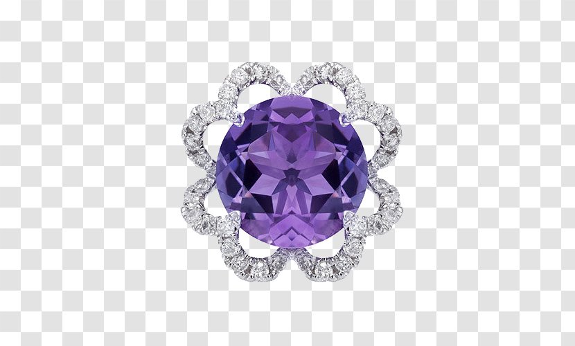 Amethyst Purple Sapphire Ring Body Piercing Jewellery - Swarovski Jewelry Flower Pendant Transparent PNG