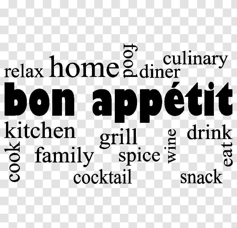 Sticker Kitchen Text Plastic - Area - Bon Apetit Transparent PNG