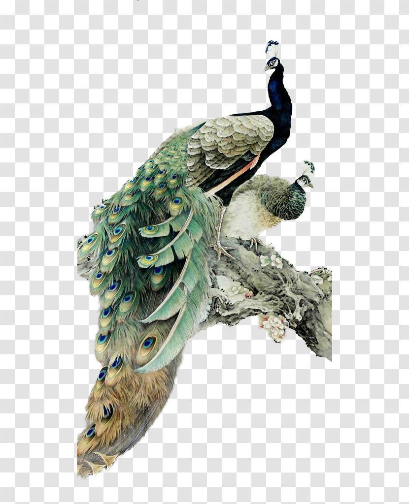 Landscape Painting Chinese Watercolor Peafowl - Feather - Hand-painted Peacock Transparent PNG