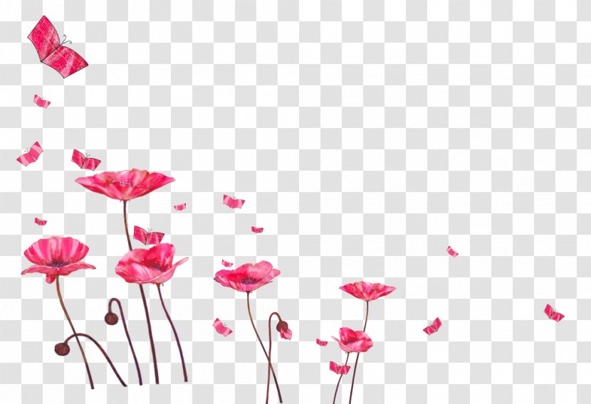 Watercolor Floral Background - Red - Blossom Wildflower Transparent PNG