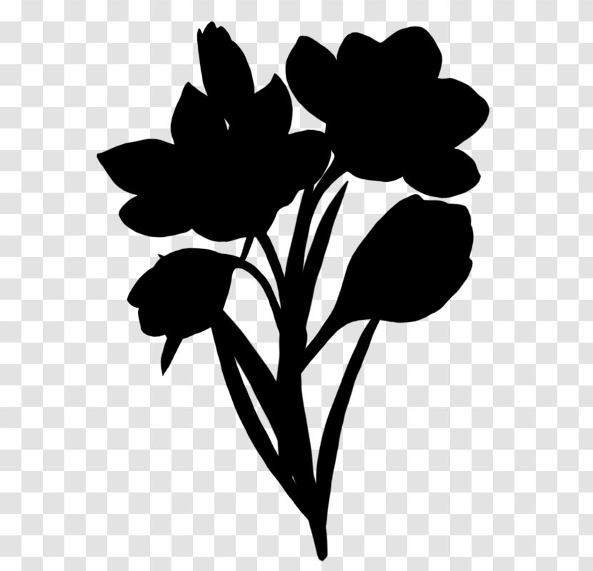 Clip Art Black & White - M - Leaf Silhouette Plant Stem Transparent PNG