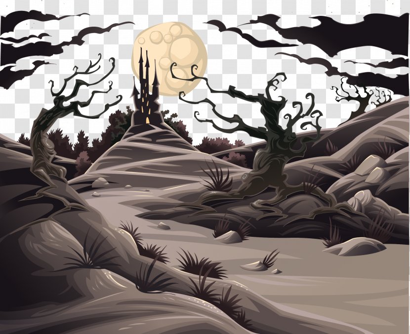 Stock Photography Horror Illustration - Royalty Free - Vector Hand Painted Background Transparent PNG