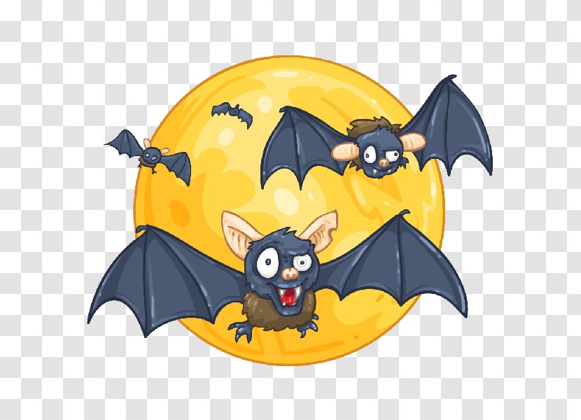 Full Moon Lunar Calendar Clip Art - Yellow - Halloween Owl Bats Transparent PNG