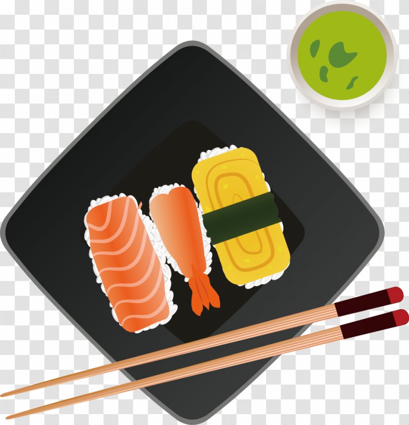 Sushi Fast Food Alaska Pollock Vegetable - Tableware - Cartoon Chicken Gourmet Dining Transparent PNG