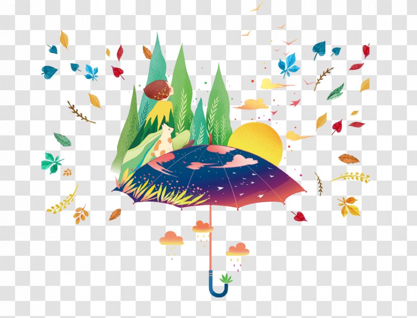 Illustrator Illustration - Painting - Colored Umbrella Transparent PNG