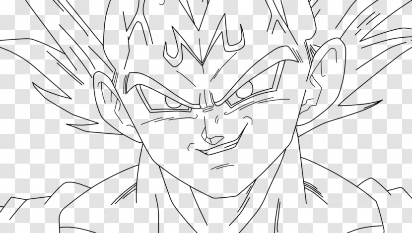 Line Art Vegeta Majin Buu Drawing - Heart - Red Orb Cancer Virus Cell Transparent PNG