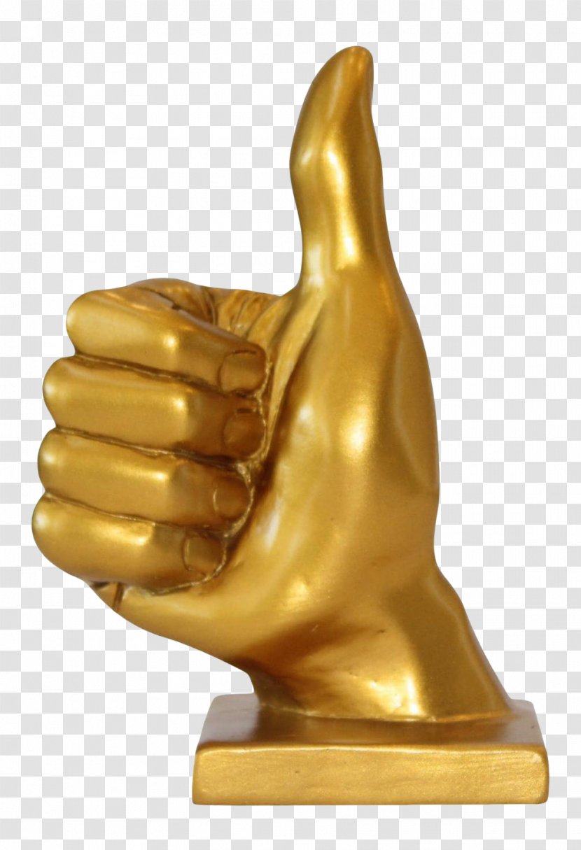 Thumb Signal Bronze Sculpture Statue - Figurine - Gold Transparent PNG