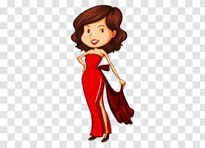 Cartoon Red Hair Brown Dress - Animation Finger Transparent PNG