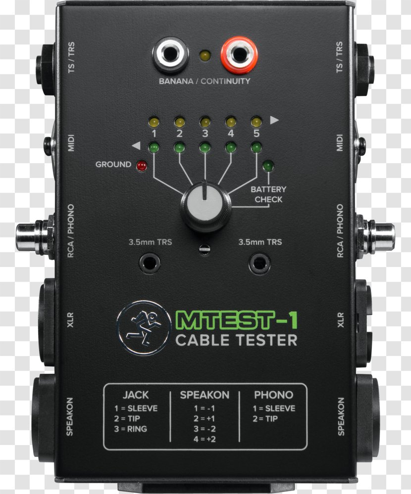 Mackie Cable Tester Sound Phantom Power Public Address Systems - Hardware - Microphone Preamplifier Transparent PNG